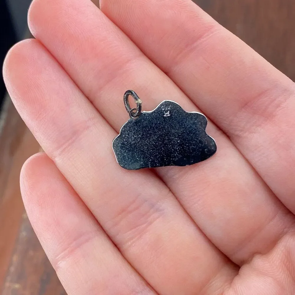 Vintage Wells 925 Sterling Silver Cloisonné "Bermuda" Map Pendant Charm - Picture 2 of 3